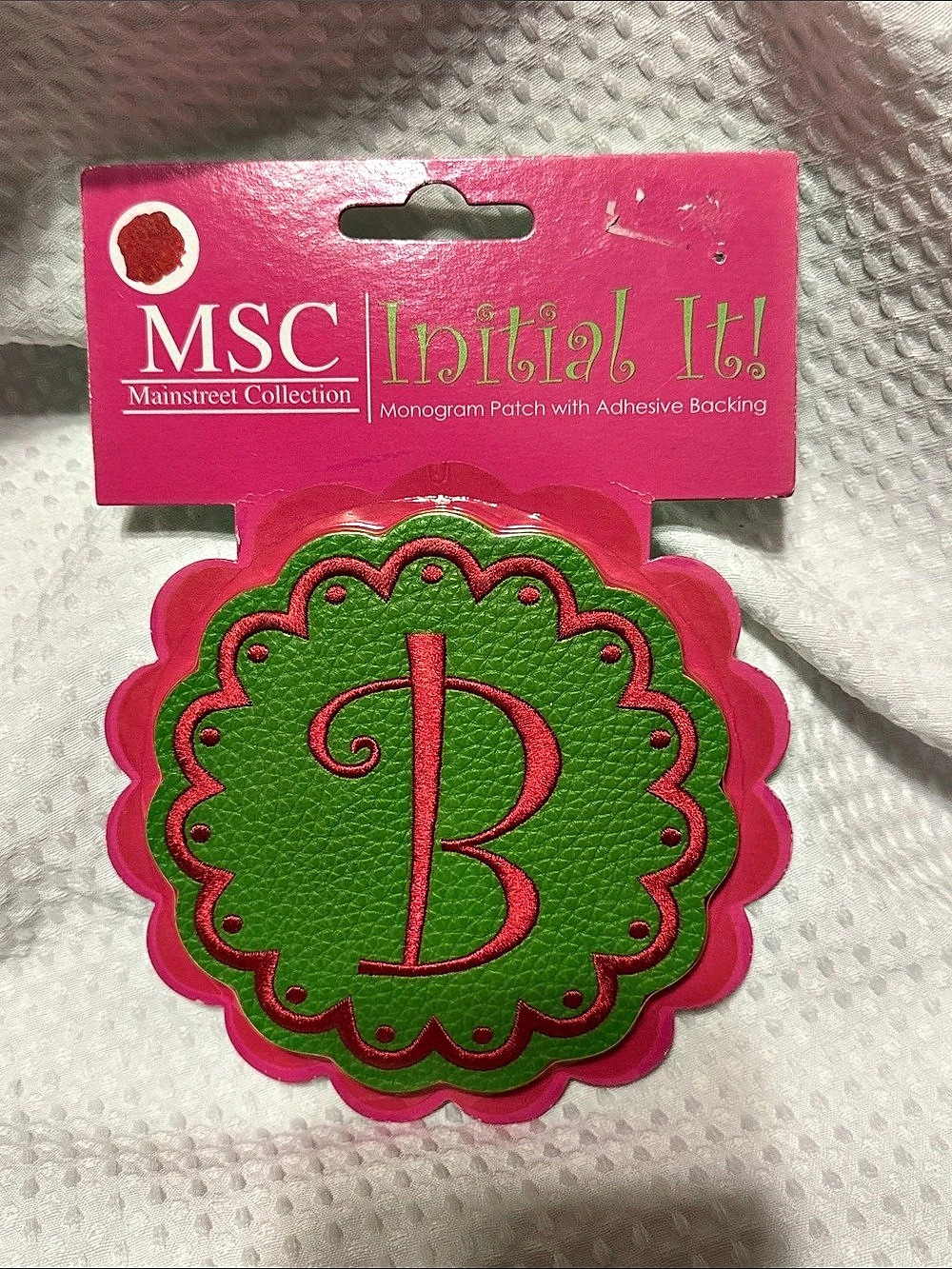 Letter B   MSC Initial It! Monogram 5 inch Patch Green & Pink Monogram Patch NWT